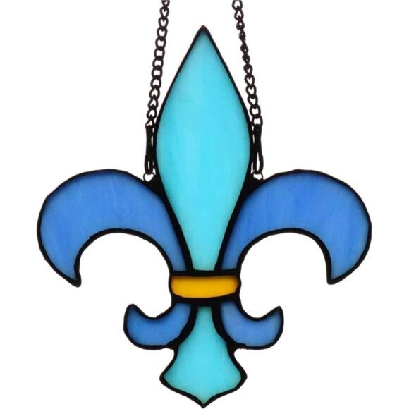 Fleur De Lis Decor Stained Glass Window Hangings,Handmade Housewarming Gifts - Picture 1 of 7